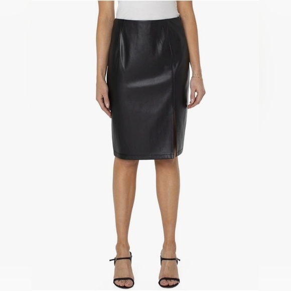 LIVERPOOL LOS ANGELES Faux Leather Pencil Skirt in Black Women's Size 20 - Picture 2 of 12
